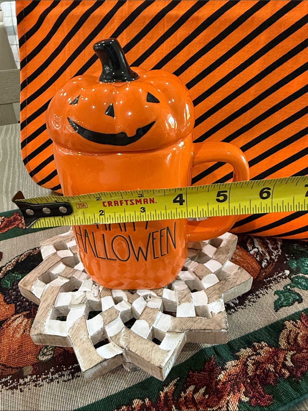 BRAND NEW RAE DUNN MUGS W/Happy Halloween & Pumpkin Lid Vivid Orange SET/2 NWT - Picture 11 of 12